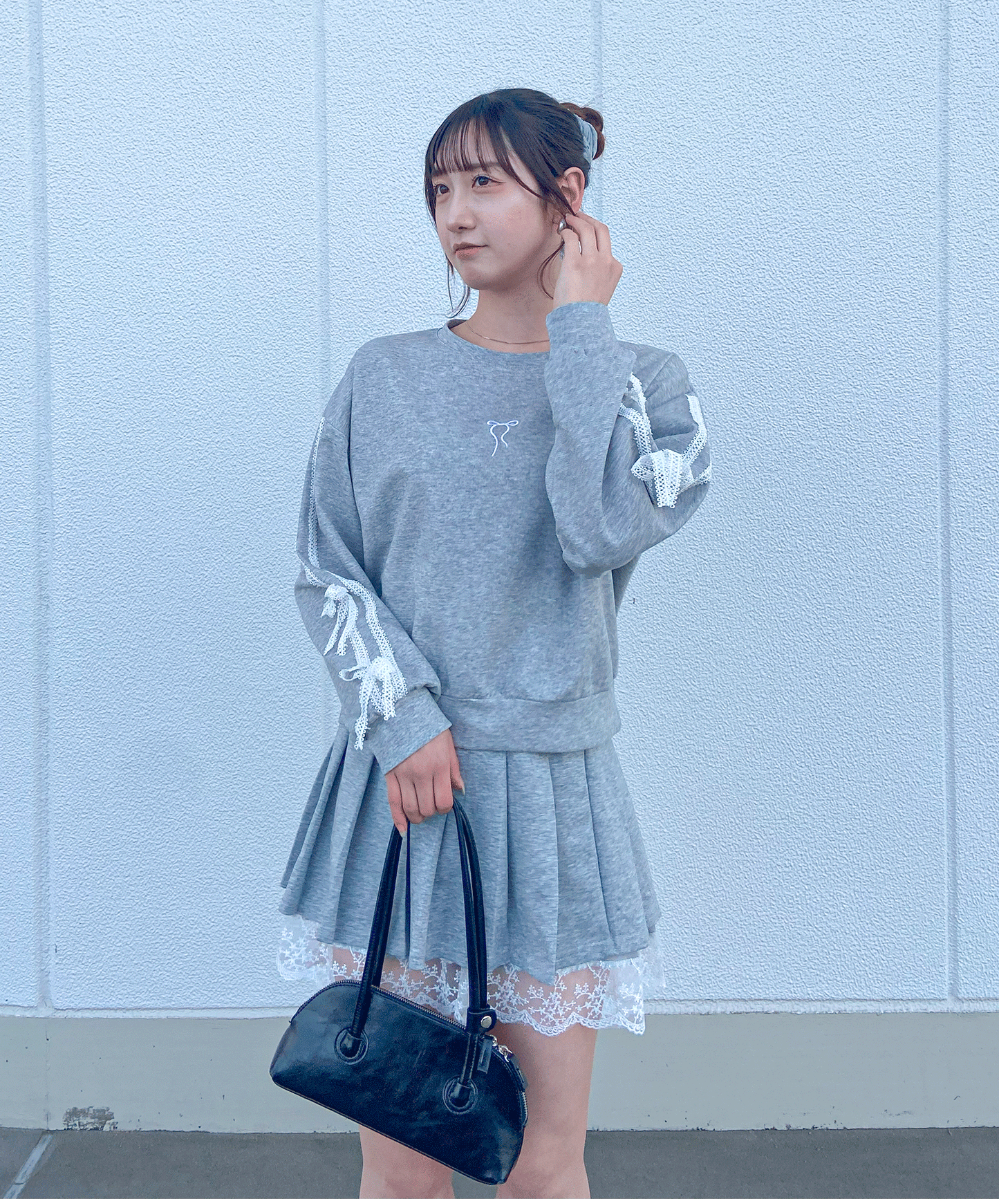 【Official限定】ワンポイントリボン刺繡スエットセットアップ