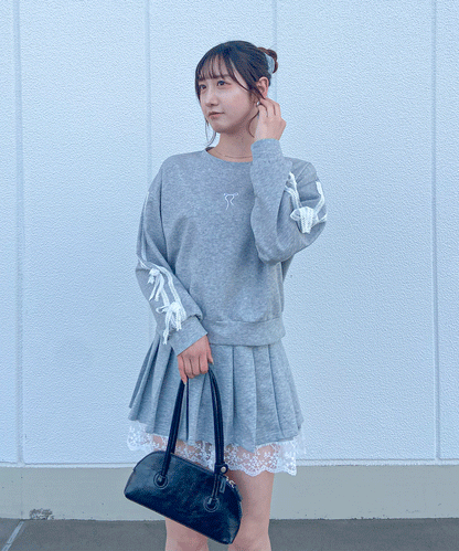 【Official限定】ワンポイントリボン刺繡スエットセットアップ