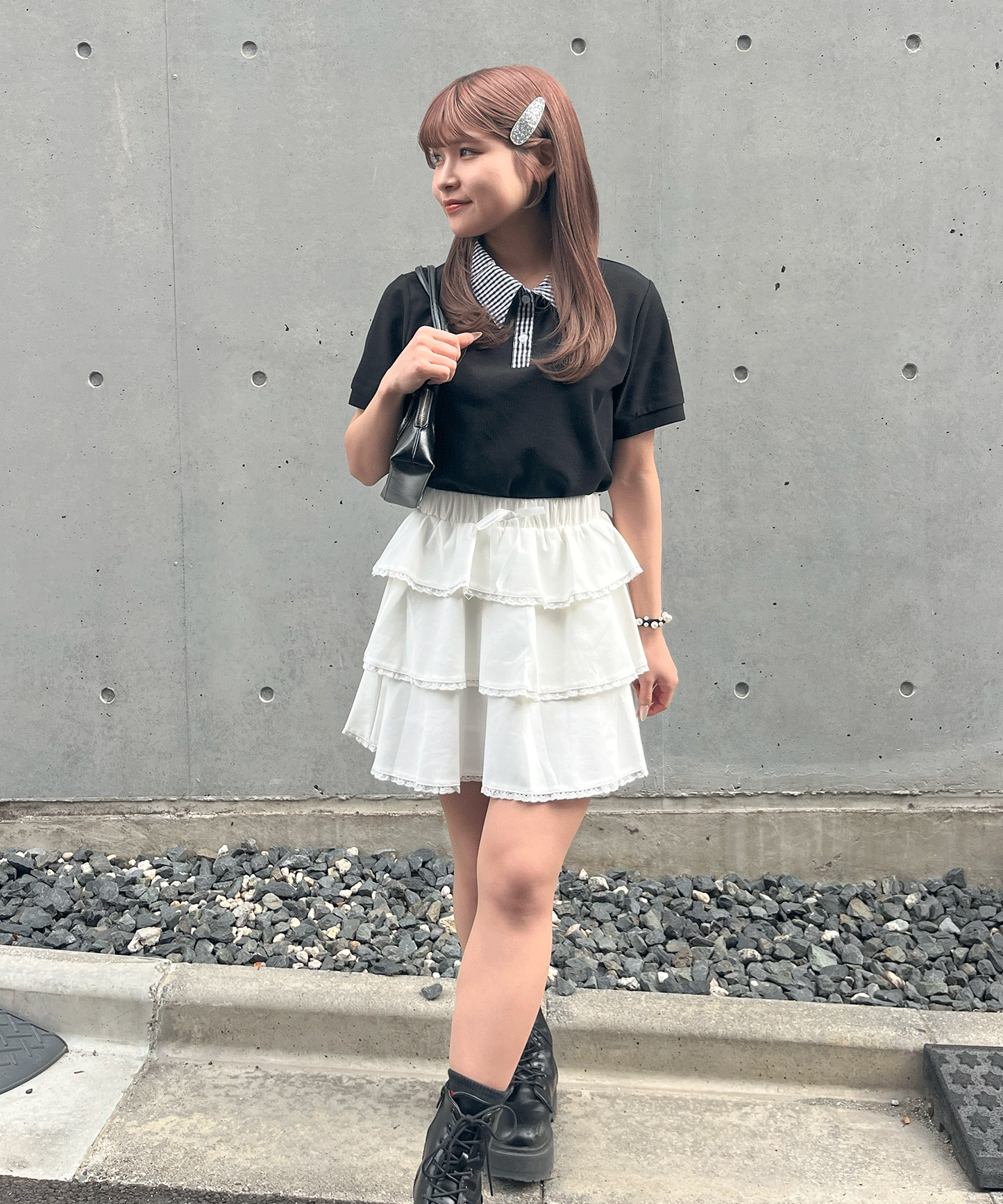 チェック襟付きカノコポロ