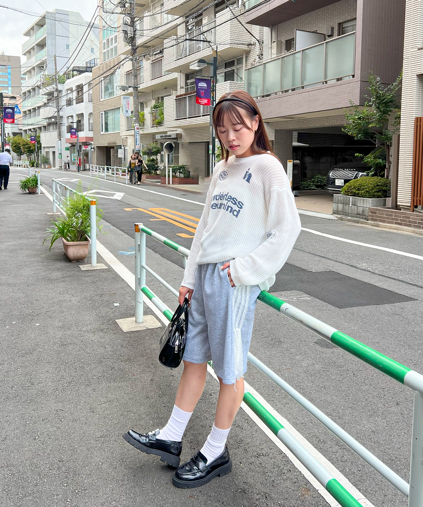 カジュアルプリントかぎ針ニット