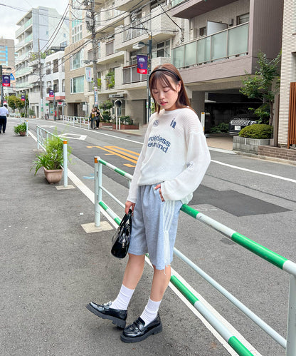 カジュアルプリントかぎ針ニット