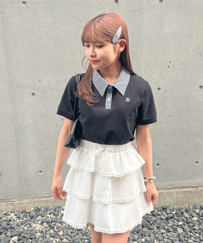 チェック襟付きカノコポロ