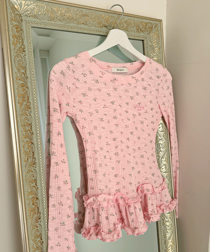 【Official限定】裾フリル小花柄ロンT