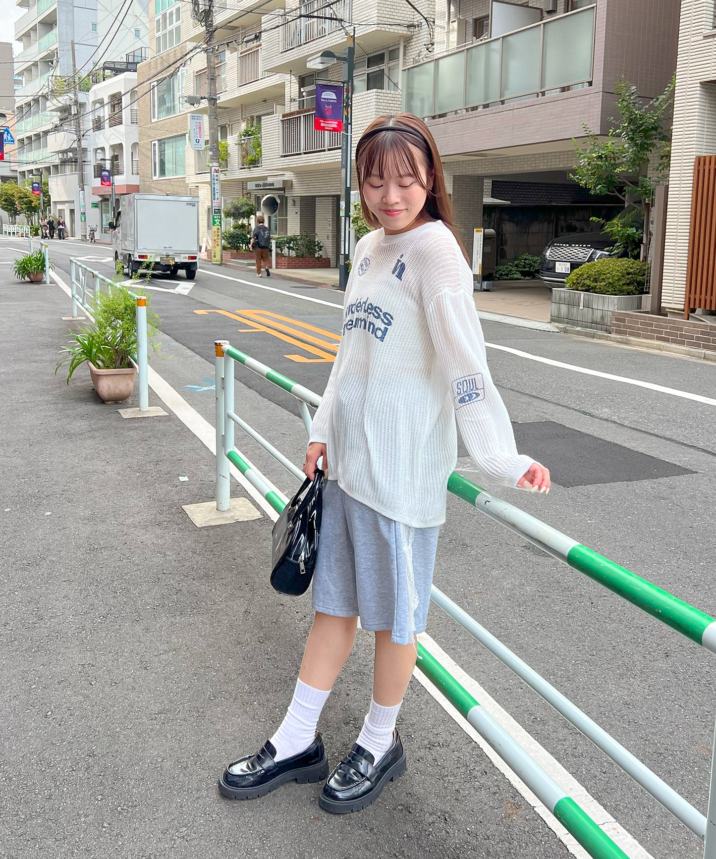 カジュアルプリントかぎ針ニット