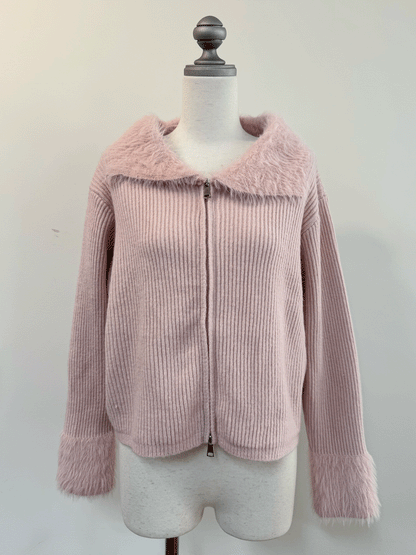 【Official限定価格】ジップ付きシャギードッキングニット