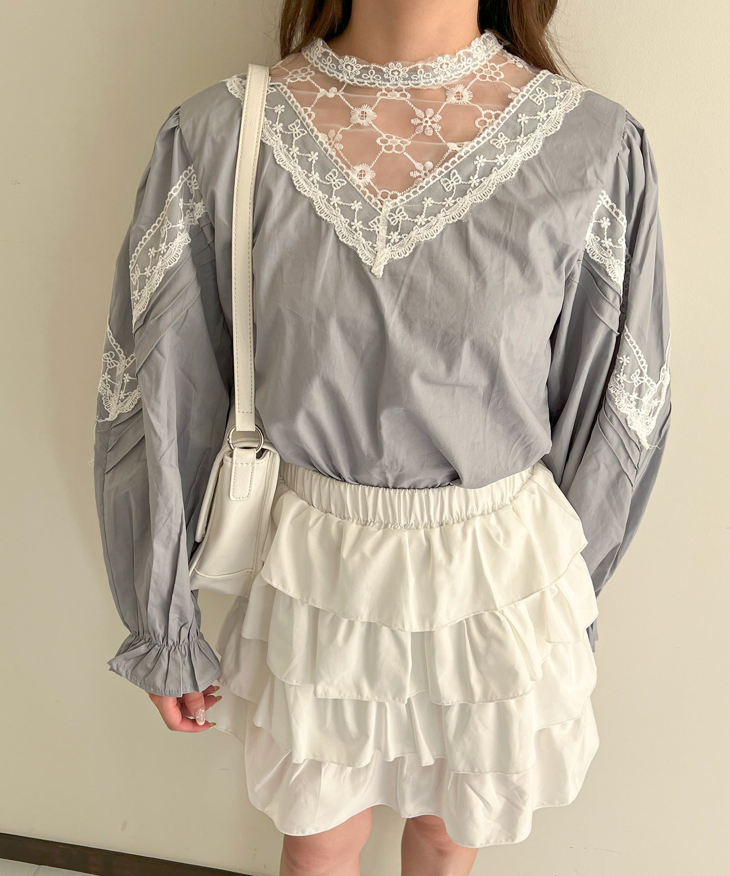 【Official限定販売】レースドッキングコットンブラウス