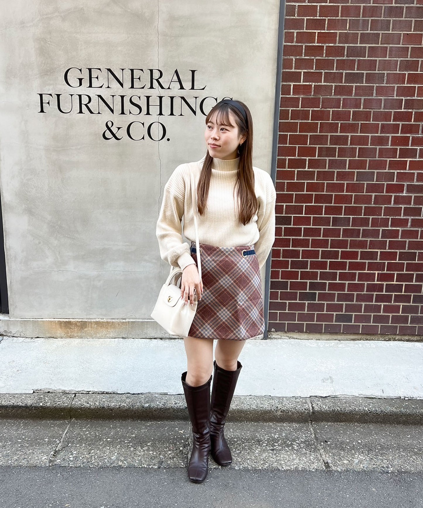 チェック台形スカート