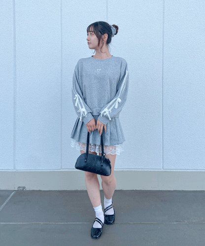 【Official限定】ワンポイントリボン刺繡スエットセットアップ