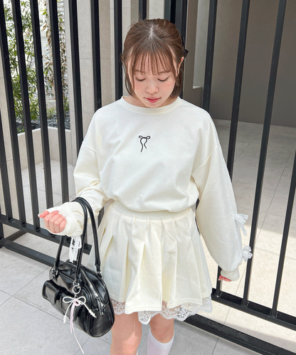 【Official限定】ワンポイントリボン刺繡スエットセットアップ