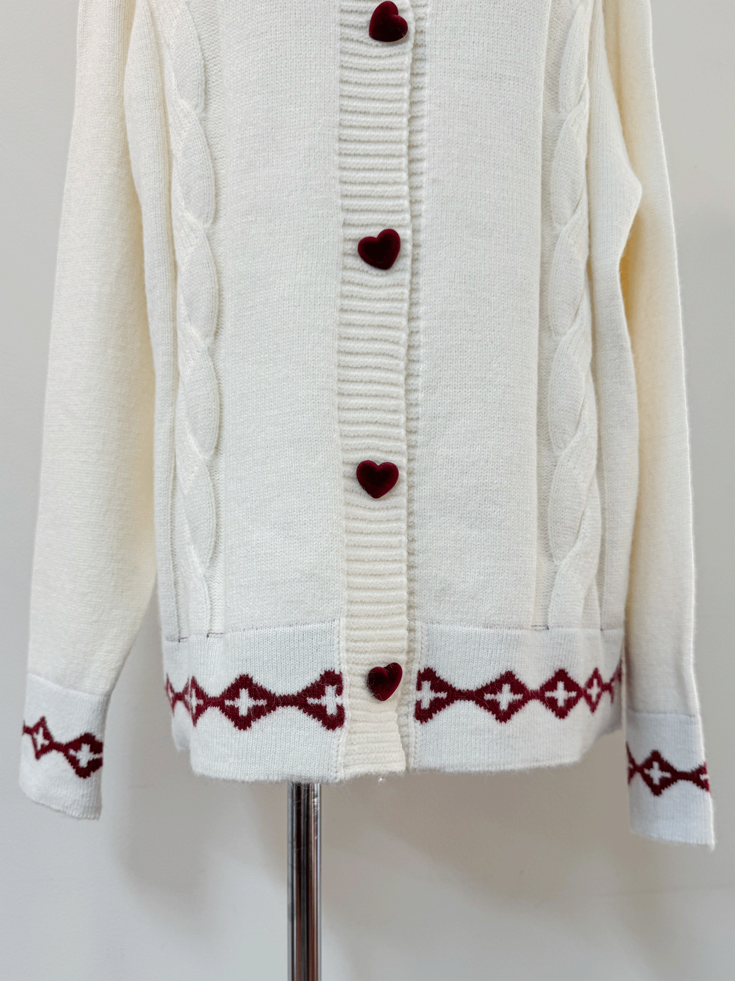 襟付きハートボタンオーバーサイズニット