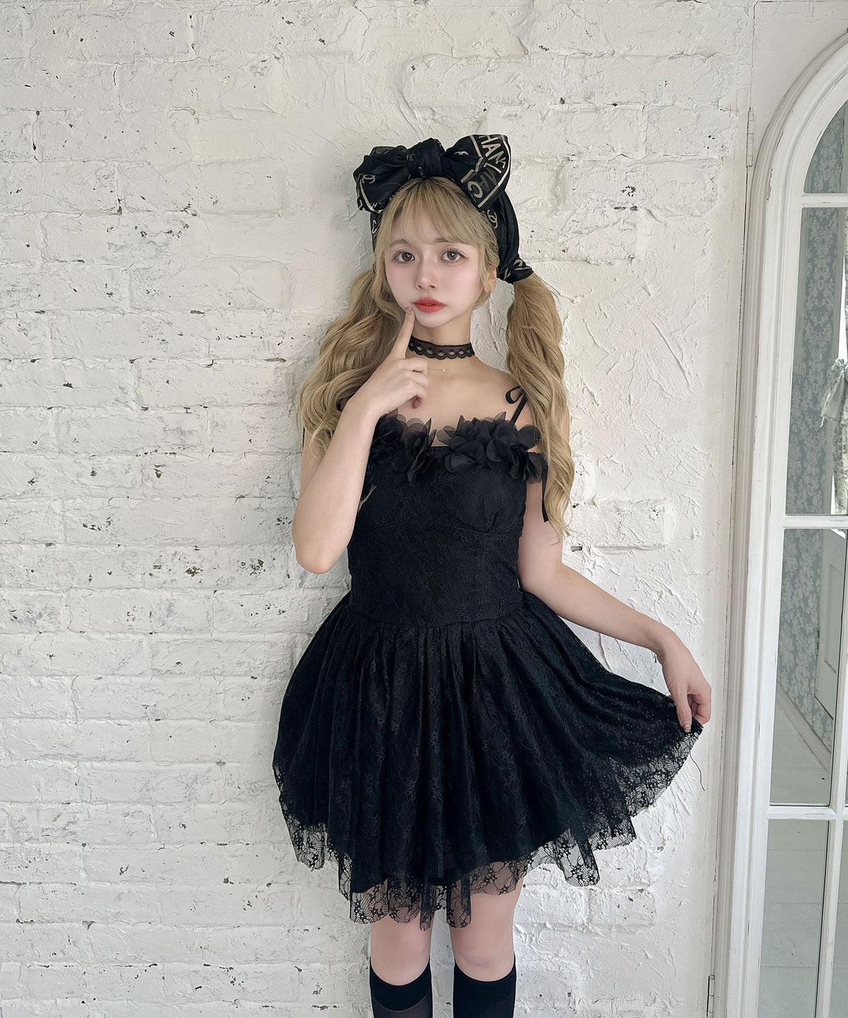 ❤️25新作 新品♡ SelfPortrait 黒レースキャミワンピース♡ D21 走ら