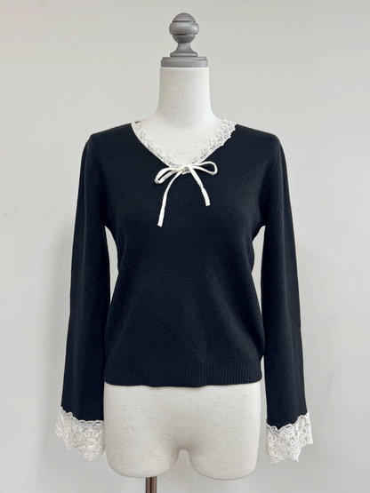 【Official限定価格】レースVネックニット