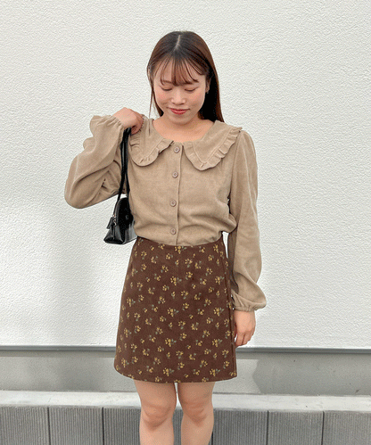 【Official限定】小花柄コーデュロイミニスカート