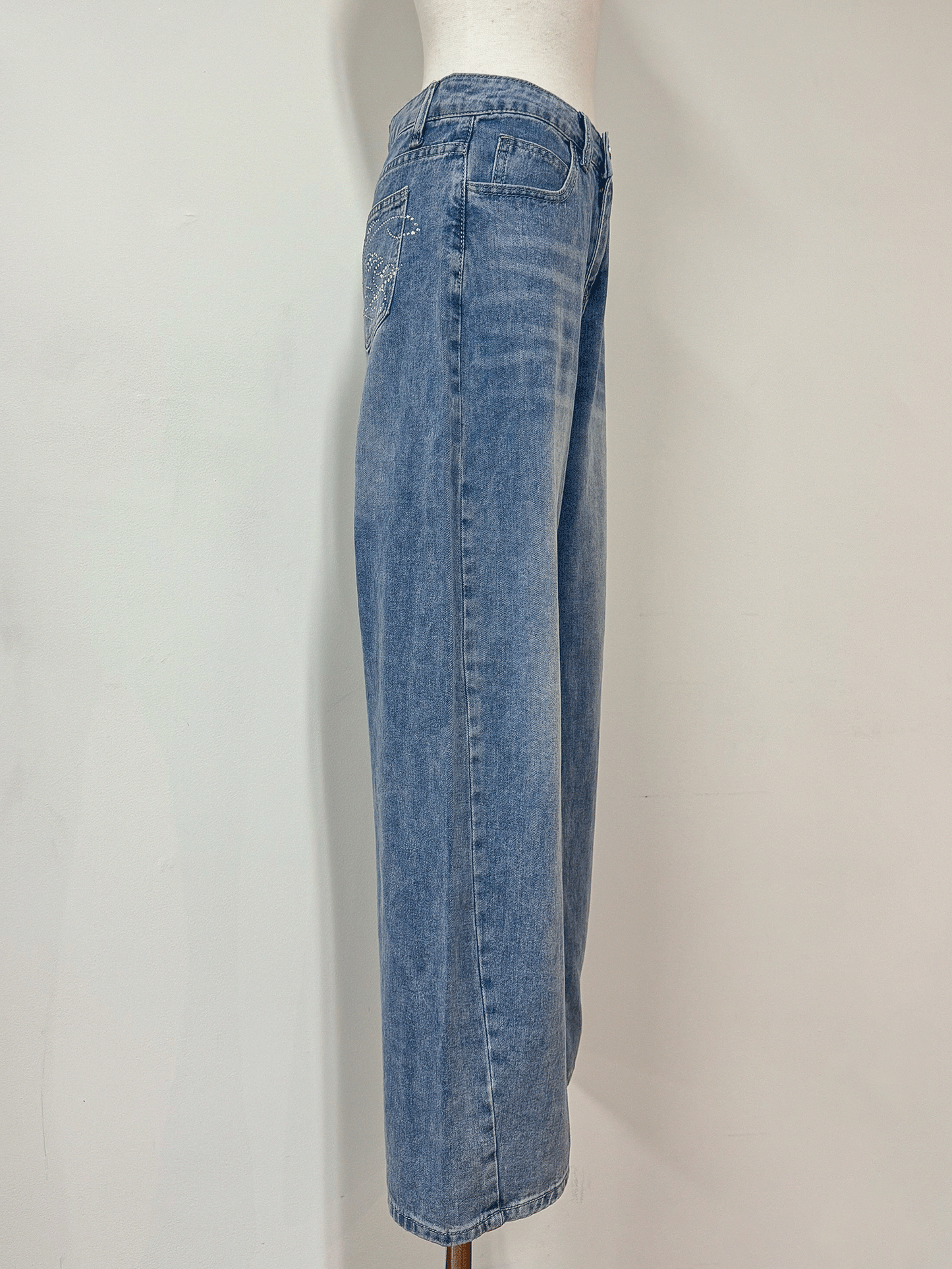 【Official限定価格】バッグラインストーンデニムパンツ