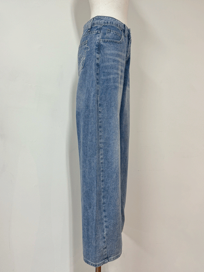 【Official限定価格】バッグラインストーンデニムパンツ