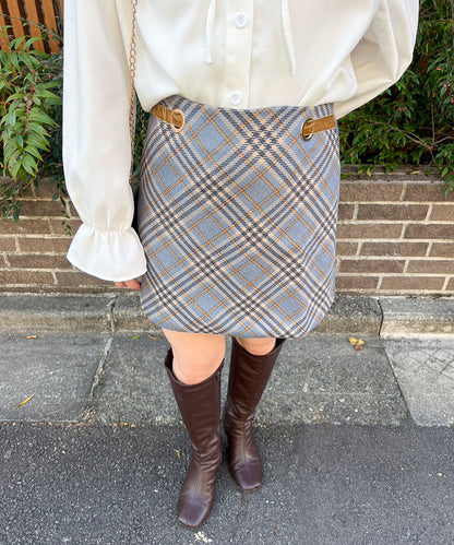 チェック台形スカート