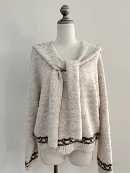 【Official限定価格】リボンショール付きニット