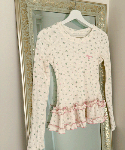【Official限定】裾フリル小花柄ロンT