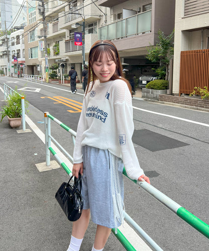 カジュアルプリントかぎ針ニット