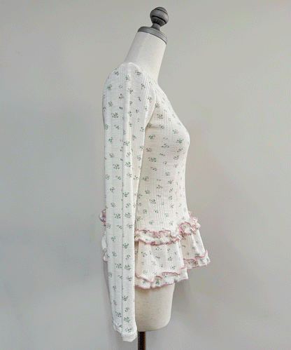 【Official限定】裾フリル小花柄ロンT