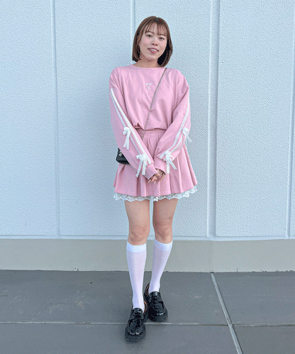 【Official限定】ワンポイントリボン刺繡スエットセットアップ