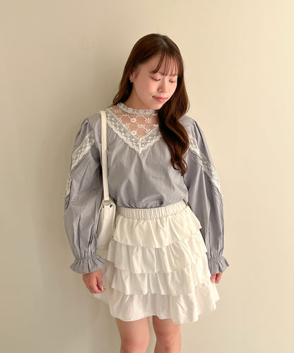【Official限定販売】レースドッキングコットンブラウス