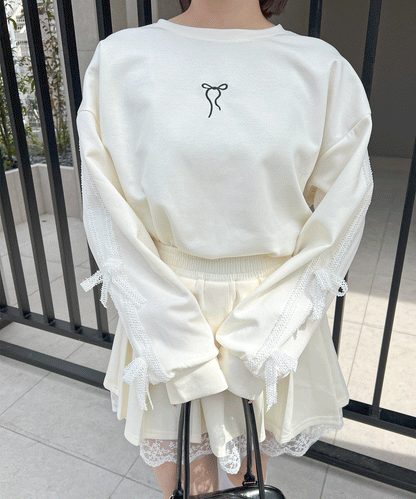 【Official限定】ワンポイントリボン刺繡スエットセットアップ