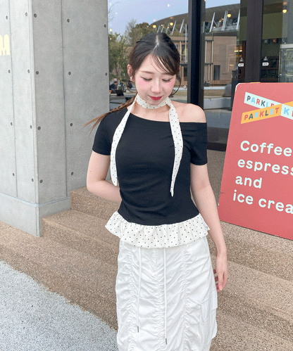 ドットタイチョーカー付きTシャツ