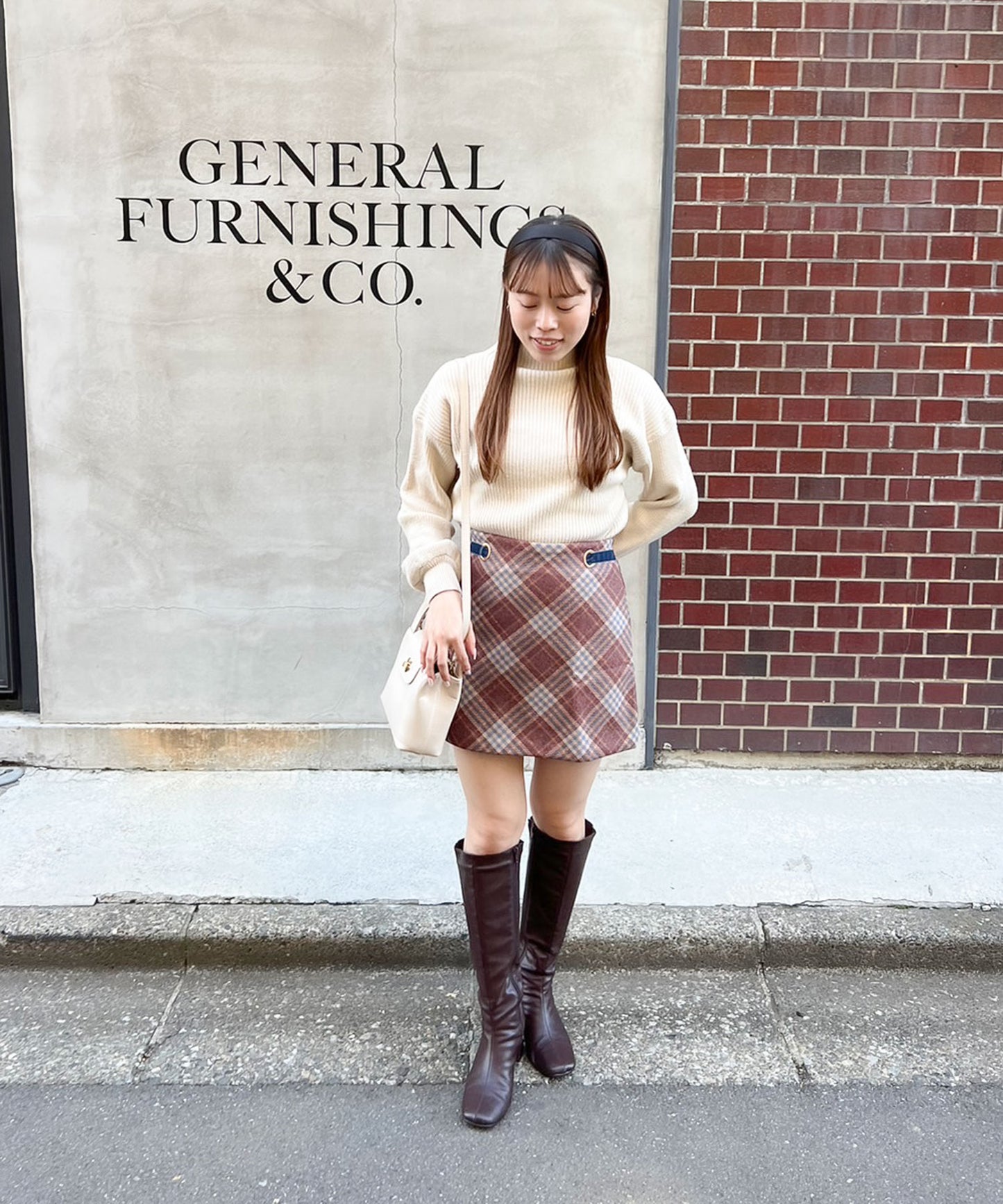 チェック台形スカート