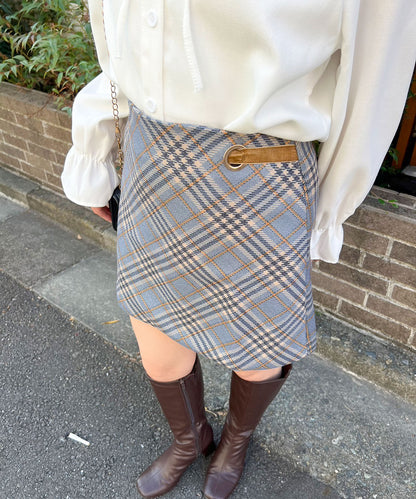 チェック台形スカート