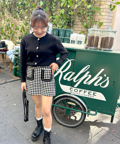 ハートボタンビビットカラーカーデ