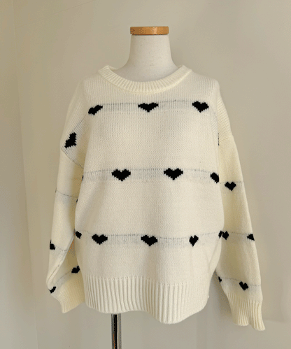 【Official限定価格】ハートジャガードニット