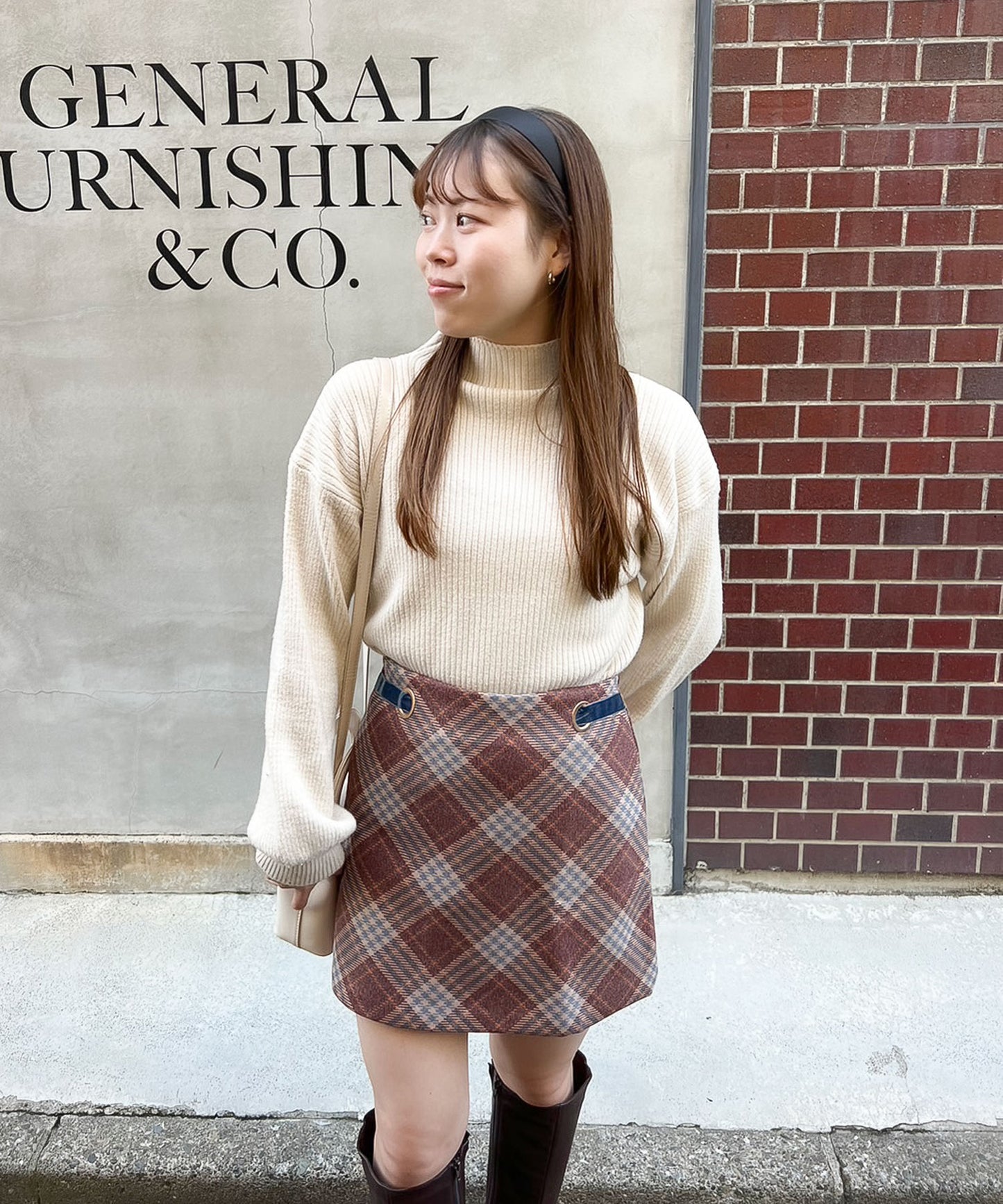 チェック台形スカート
