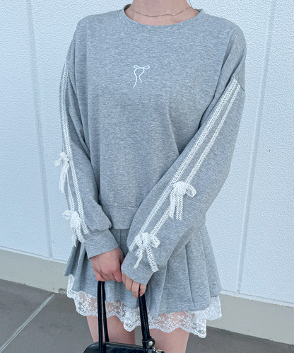 【Official限定】ワンポイントリボン刺繡スエットセットアップ
