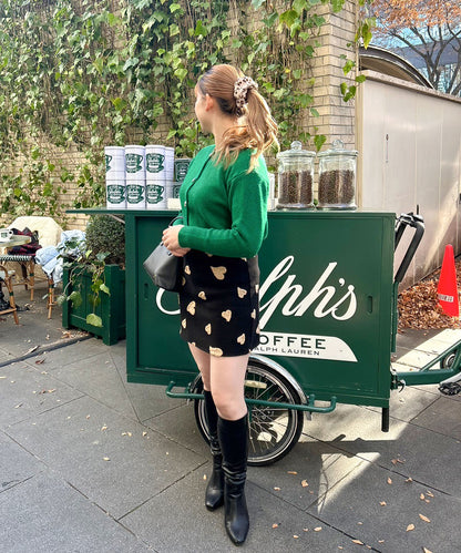 ハートボタンビビットカラーカーデ