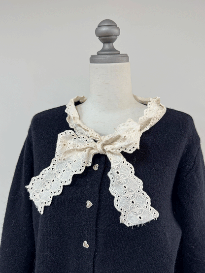 【Official限定価格】ボウタイハートボタンニット