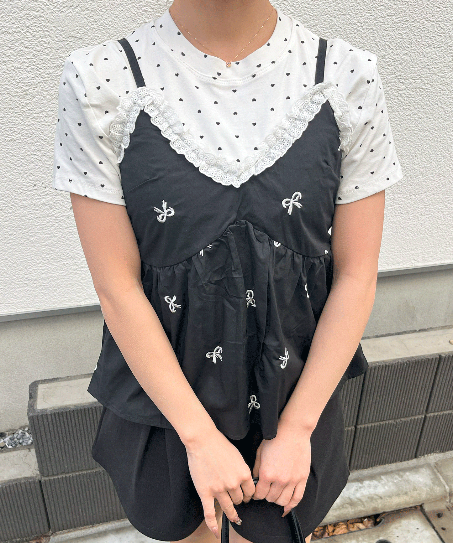 リボン刺繡キャミソール