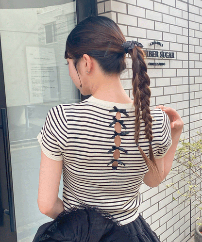 リボンニットトップス