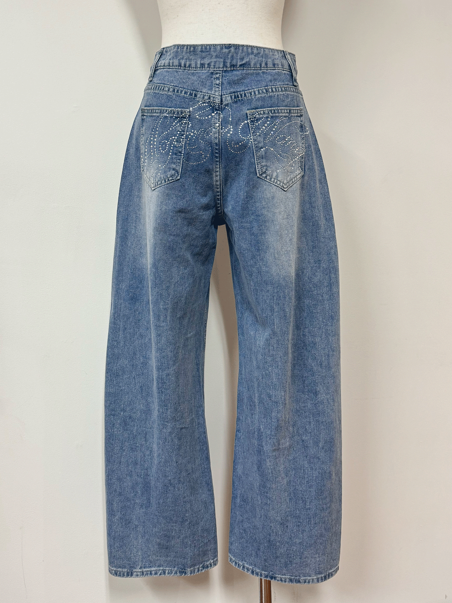 【Official限定価格】バッグラインストーンデニムパンツ
