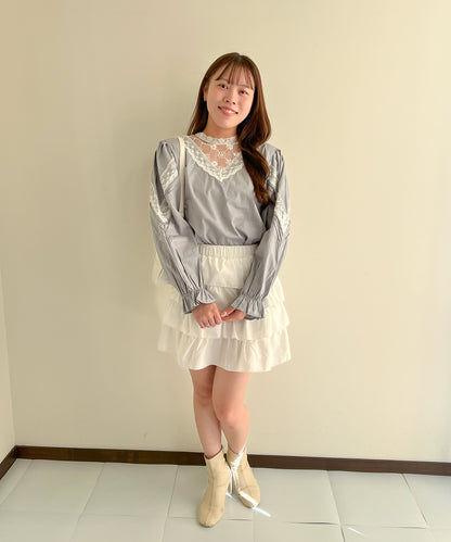 【Official限定販売】レースドッキングコットンブラウス