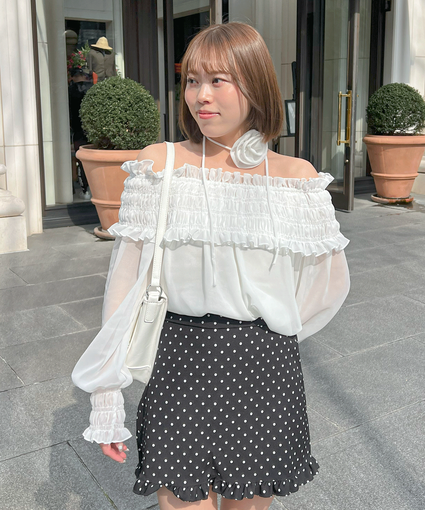裾フリルドット台形ミニスカート