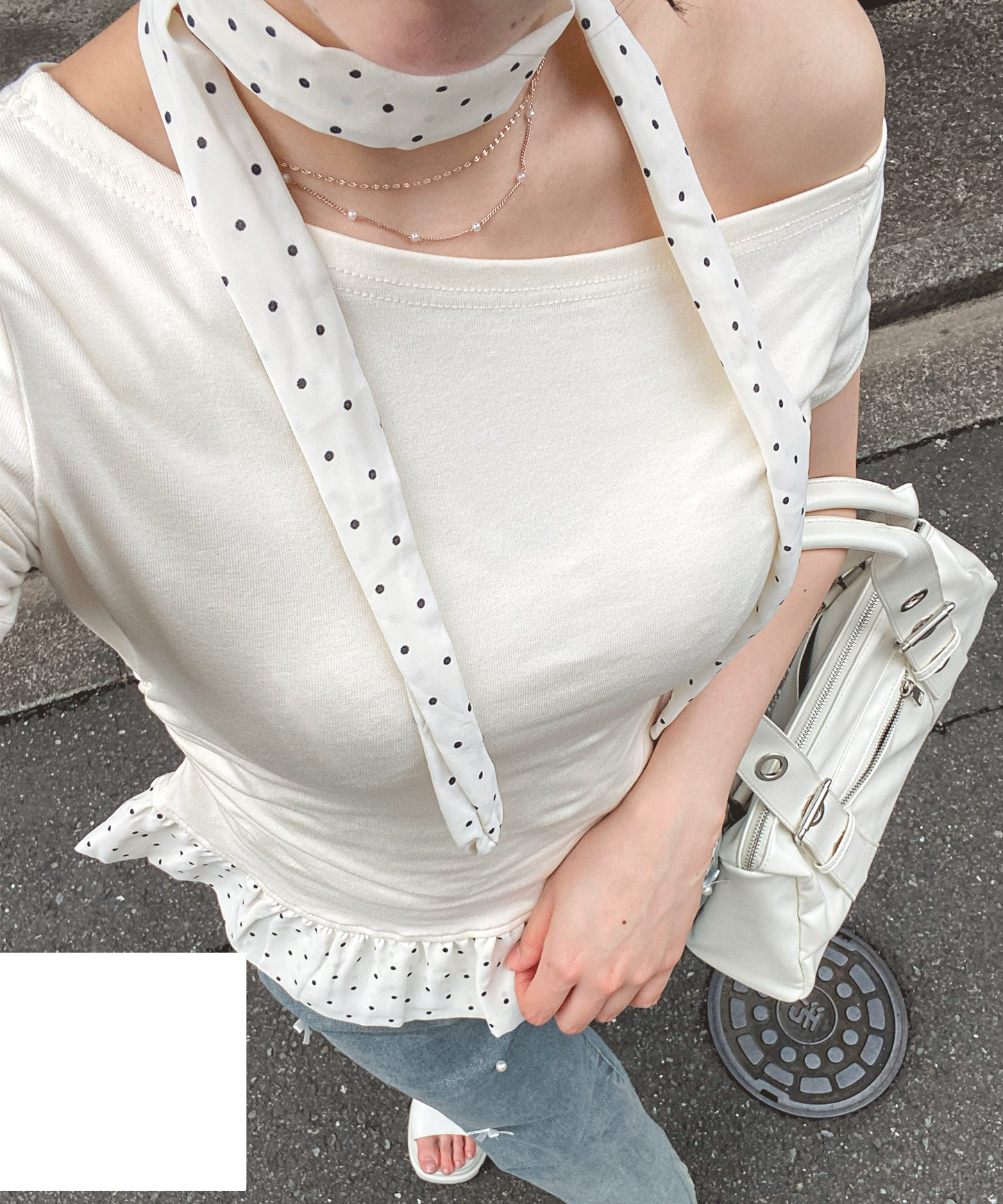 ドットタイチョーカー付きTシャツ
