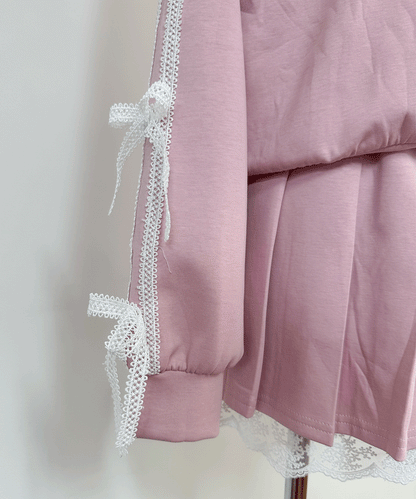 【Official限定】ワンポイントリボン刺繡スエットセットアップ