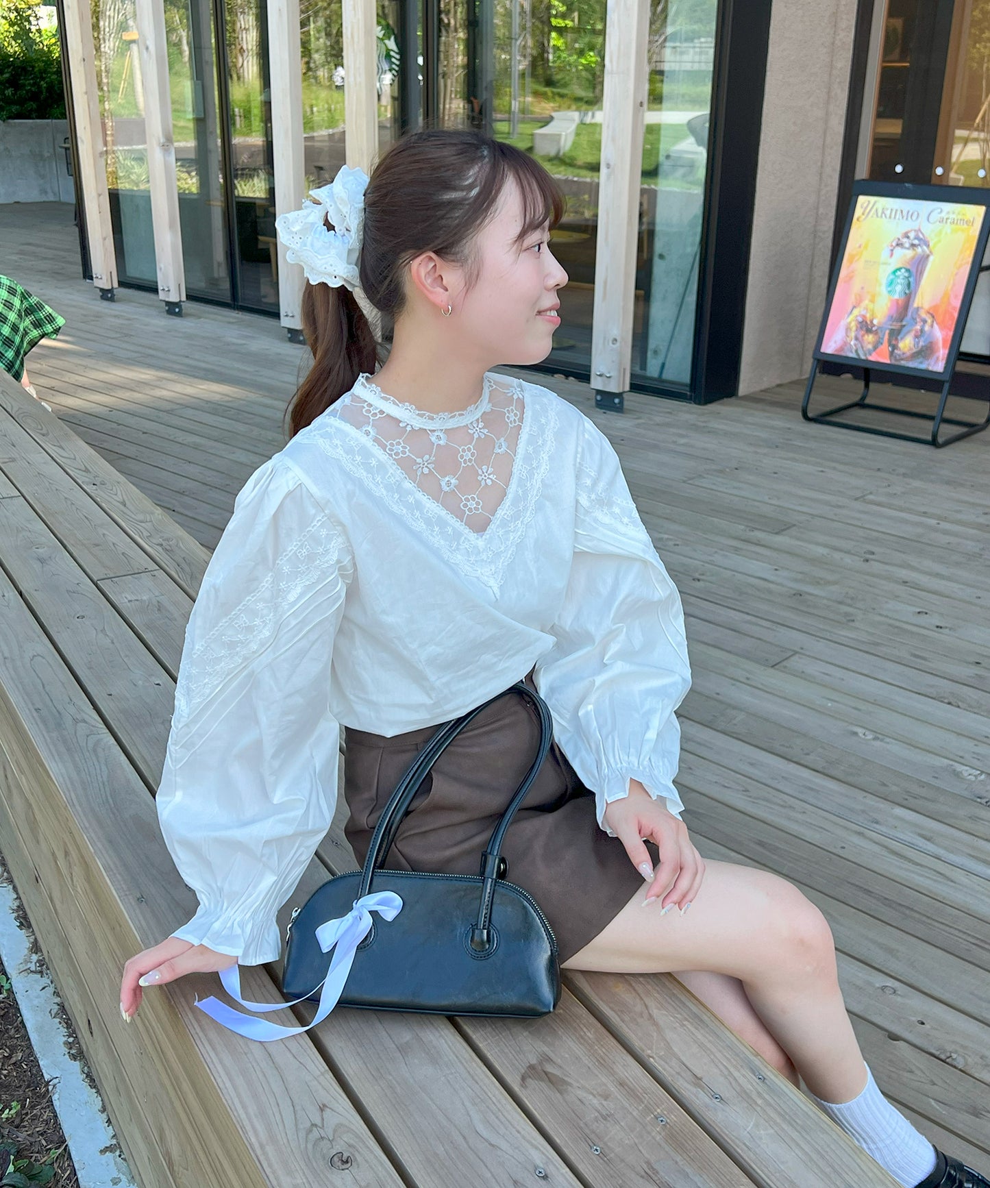 【Official限定販売】レースドッキングコットンブラウス