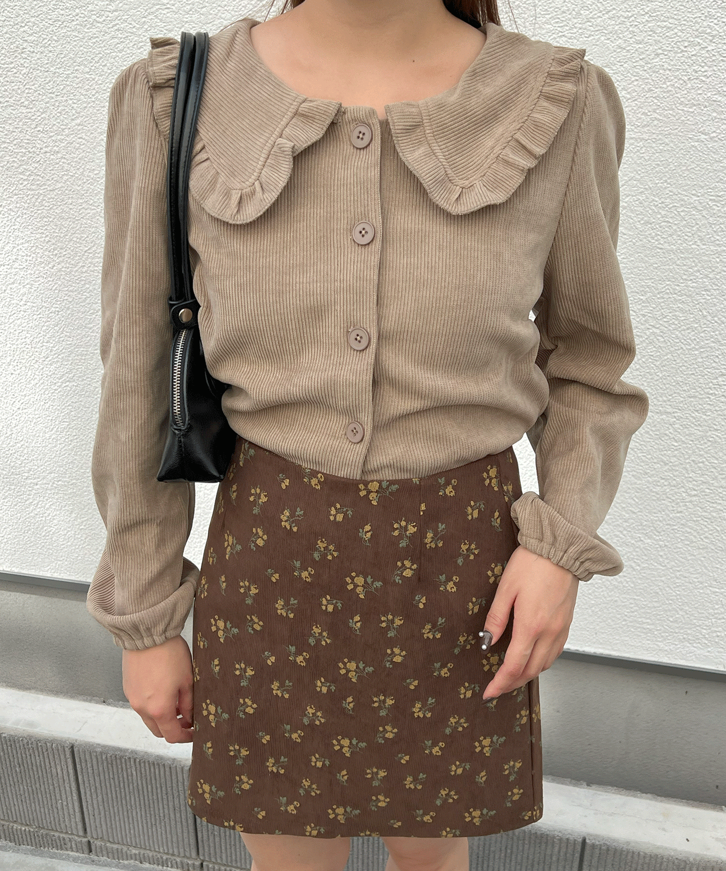 【Official限定】小花柄コーデュロイミニスカート