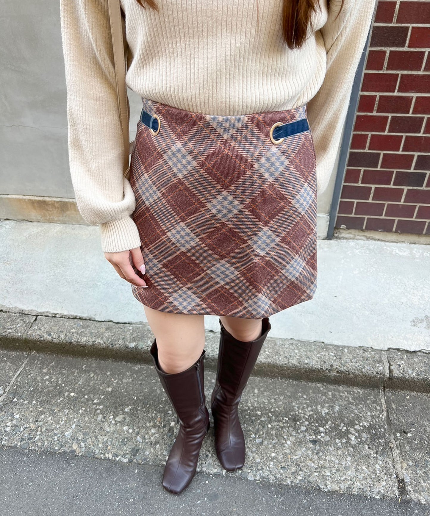 チェック台形スカート