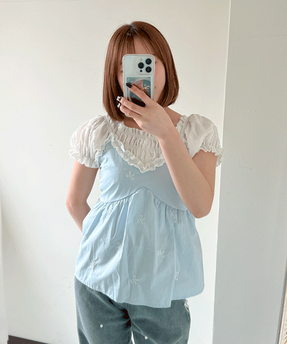 リボン刺繡キャミソール
