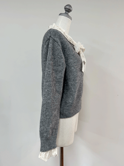 【Official限定価格】ボウタイハートボタンニット