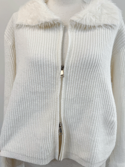 【Official限定価格】ジップ付きシャギードッキングニット