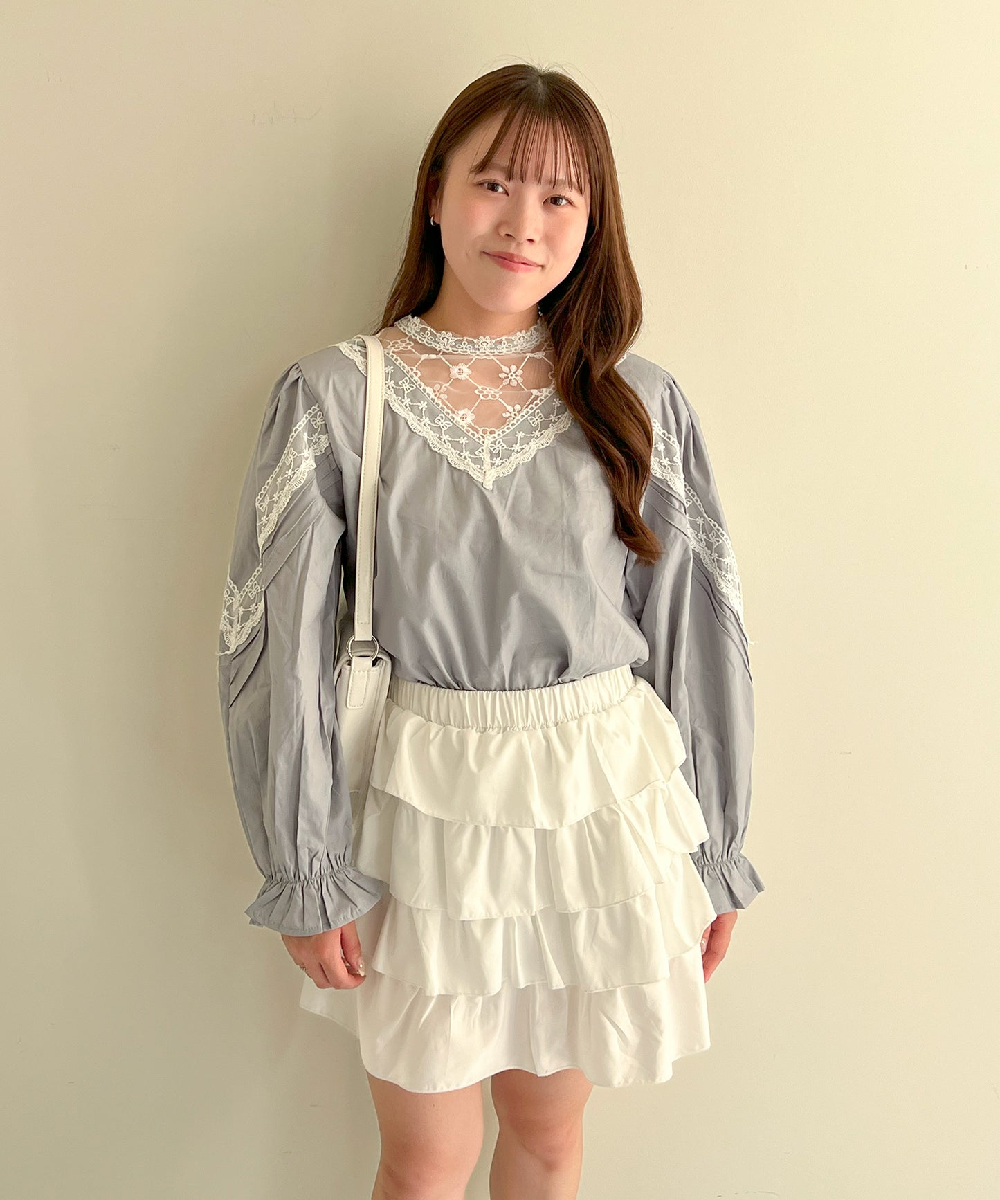 【Official限定販売】レースドッキングコットンブラウス